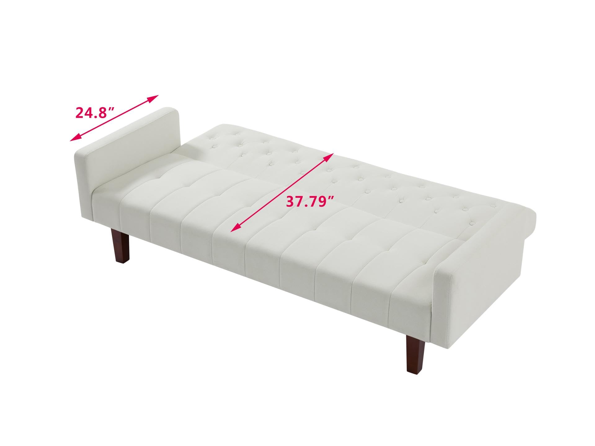 Linen Sofa Bed Sleeper Couch 74.4 Inch Convertible Loveseat Size for Small Space 3 Seater Chesterfield Button Tufted for Office Apartment Dorm Living Room Beige