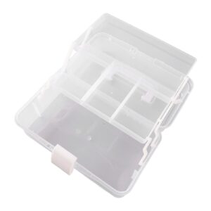 Three Layer Plastic Storage Box, Folding Tool Box Portable Handled Storage Case Multipurpose Organizer for Art Craft and Cosmetic(White)