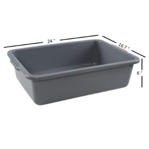 Drephia 4 Pack Commercial Bus Box, 32 L Plastic Bus Tubs, Gray