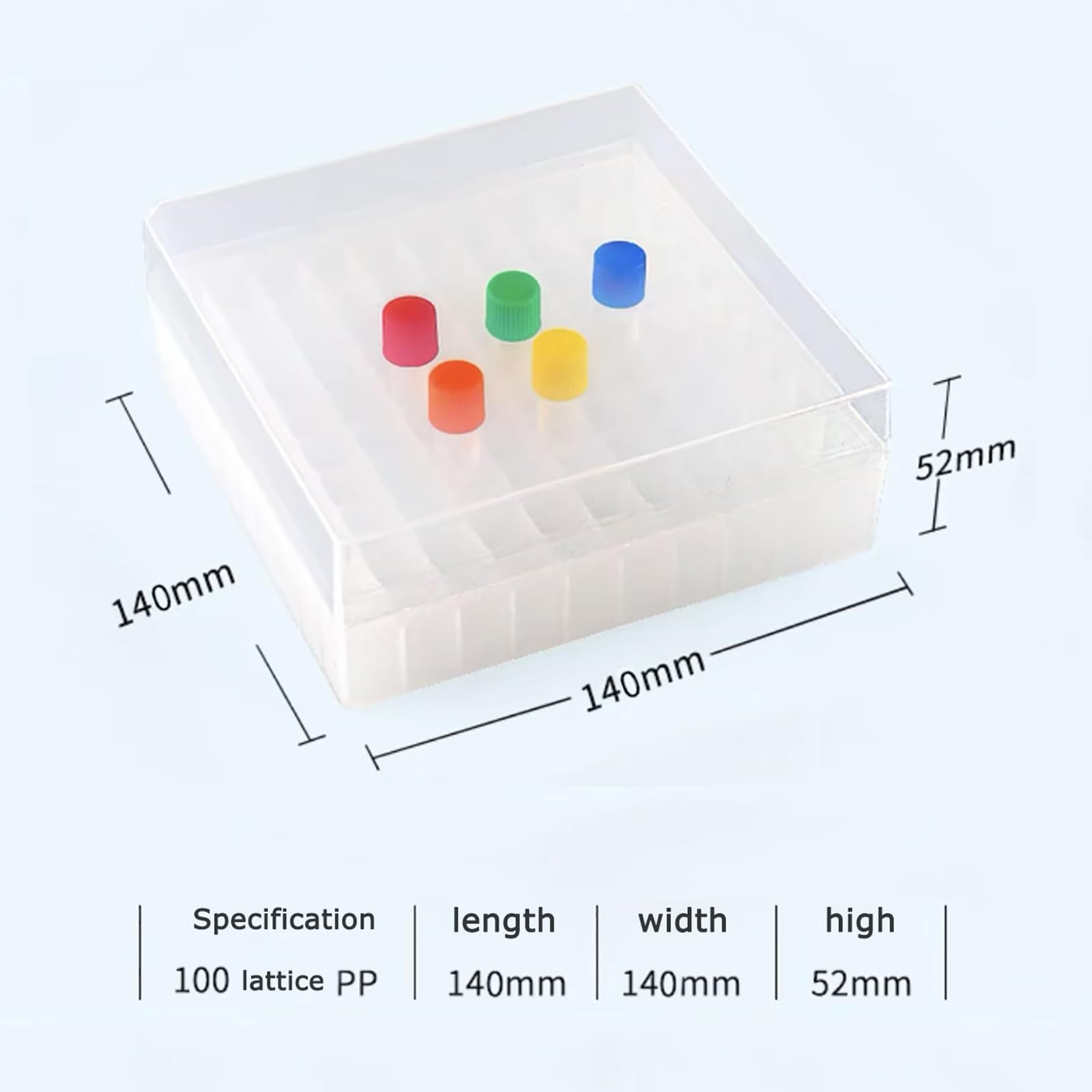 Cryogenic Boxes - Cryogenic Storage Box with Snap Clasp Lid,Transparent/100 Place,Fits 1.5/2.0 mL Tubes and Vials (Pack of 6)