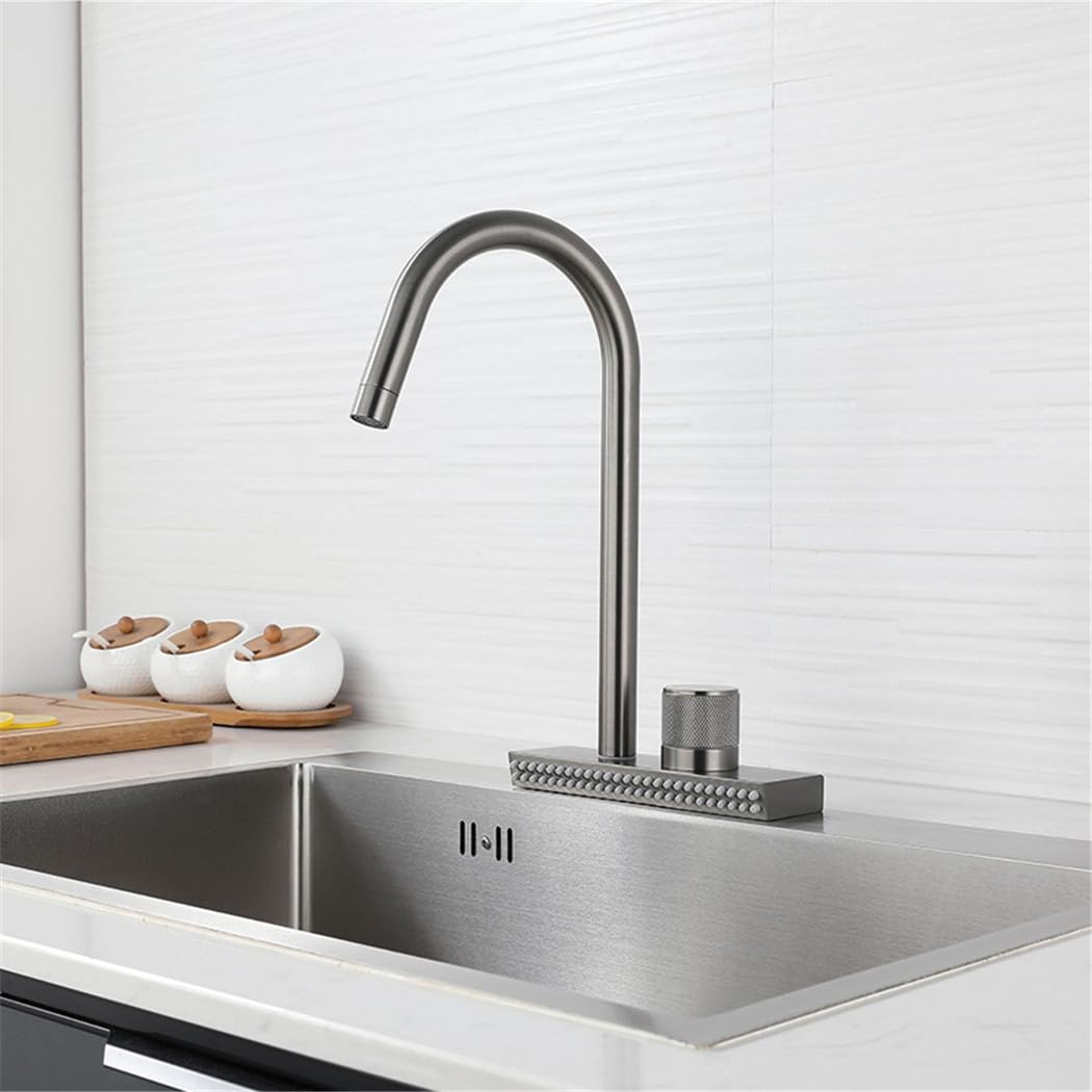 Waterfall gray9 Sink Kitchen Faucet Hot Cold Mixer Wash Basin Multiple Water Outlets Rotation Flying Rain Tap Single Hole