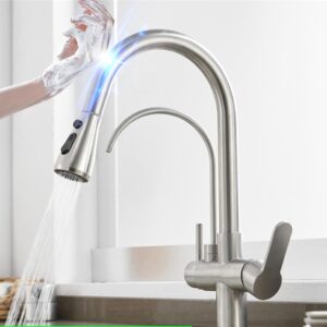 Touch Filter Kitchen Faucets Solid Brass Pull Out Kitchen Mixer Tap Dual Handle Hot Cold Water Taps Sensor Kitchen Faucet