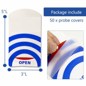 Adhesive Ultrasound Probe Cover, Adhesive Latex-Free Clear, Disposable, 5"Lx 3"W (50 Pcs)