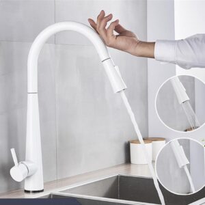 Sensor Kitchen Faucet White Intelligent Touch Inductive Sensitive Faucet Mixer Water Tap Single Handledual Outlet Water