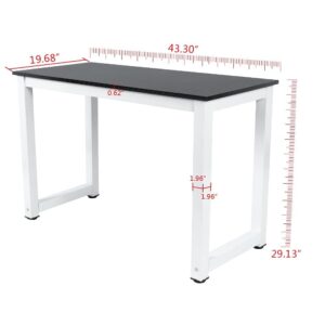 G-PLUS Computer Desk,Sturdy Small Home Office Writing Table,Black & White Modern Style Simple Gaming Study Table