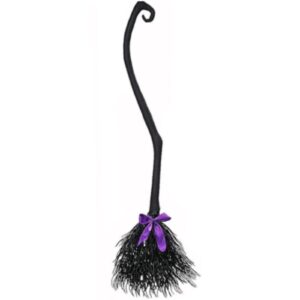 halloween witch broom, wizard witch flying broomstick for kids adults, witch halloween broom props for cosplay costume party decorations (black)