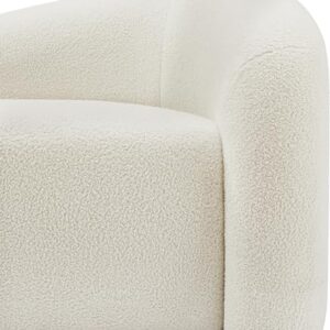 Meridian Furniture 186Cream-L Kali Collection Modern | Contemporary Loveseat with Soft Cream Faux Shearling Teddy Fabric, Curved Back, 62" W x 33" D x 27" H, Cream