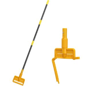 fly hawk mop handle commercial heavy duty - 60 inch metal commercial mop stick,side gate mop head replacement holder for floor cleaning,clamp mop handle quick change for wet mop (1)