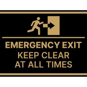 Signs ByLITA Classic Framed Emergency Exit: Keep Clear at All Times Sign (Black Gold) - Large