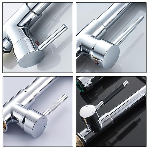 Kitchen Sink Faucet Dual Spout 360 Degree Rotation Spring Pull Down Sprayer Deck Mounted Hot Cold Water Mixer Taps