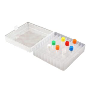 cryogenic boxes - cryogenic storage box with snap clasp lid,transparent/100 place,fits 1.5/2.0 ml tubes and vials (pack of 6)