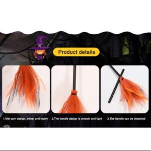 Halloween Witch Broom 35inch Plastic Witch Broomstick Cosplay Broom Props Wizard Flying Felt Broom Costume Accessory (Hot Pink)