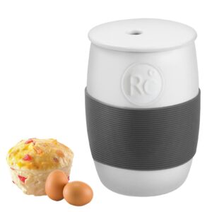 professional ceramic egg cooker for microwave, quick scrambled egg maker holds up to 4 eggs, easy & healthy breakfast microwave cooker great for mug cake, muffin, omelet, 100% food safe