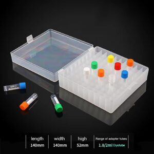 Cryogenic Boxes - Cryogenic Storage Box with Snap Clasp Lid,Transparent/100 Place,Fits 1.5/2.0 mL Tubes and Vials (Pack of 6)