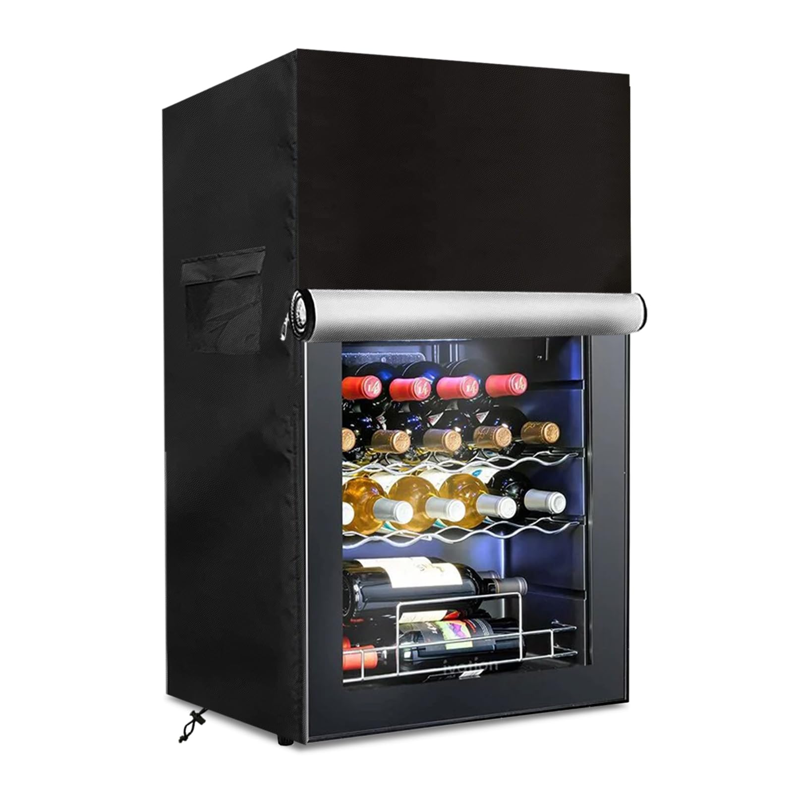 Bitubi Wine Cooler Refrigerator Cover,Outdoor Fridge Cover – Waterproof, Dustproof, Sun-Proof, 20" W x 20" D x 33" H. Suitable for most 32-36 Bottle Beer or Wine Mini Fridge (Black)