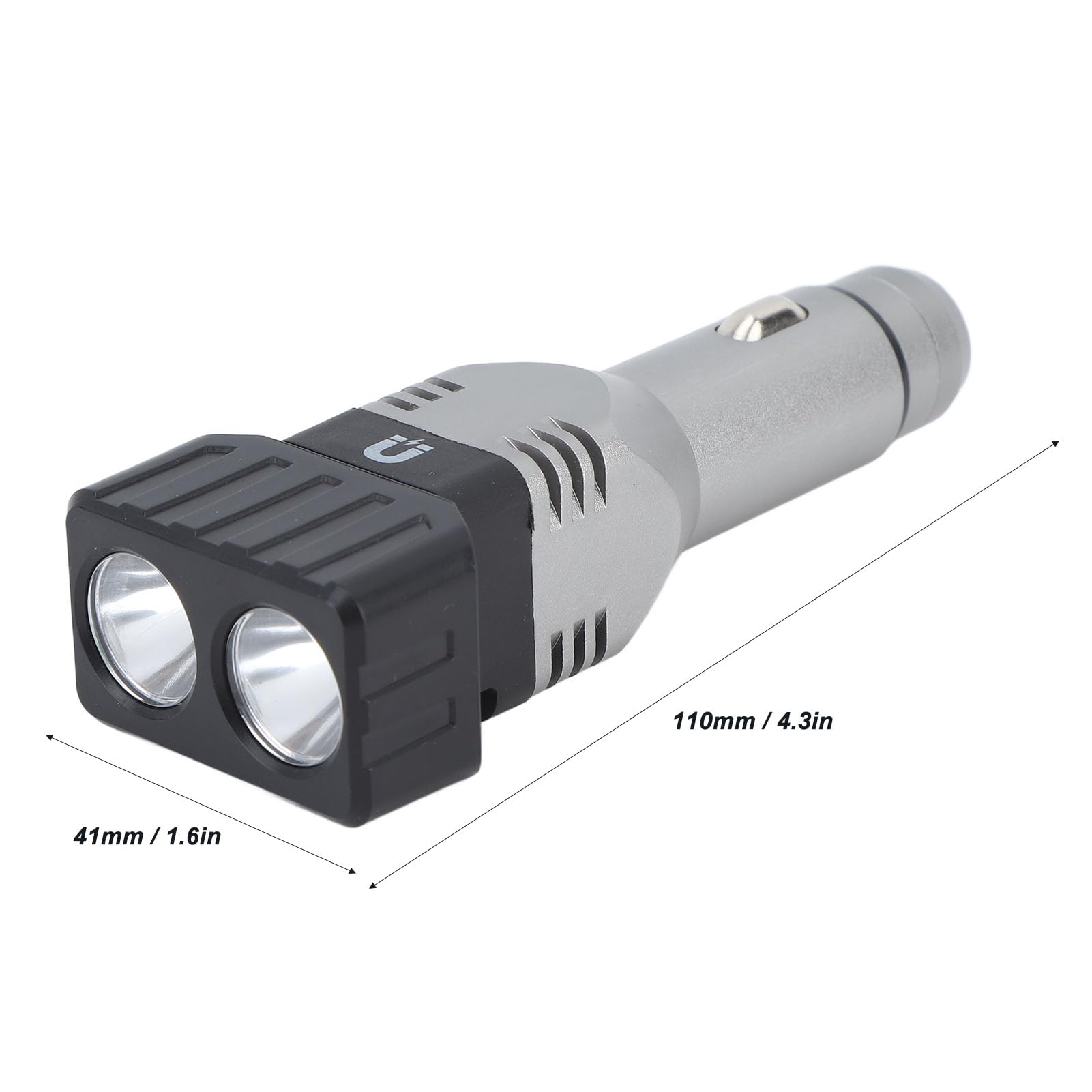 Car Plug in Flashlight Rechargeable Dual Light Source Super Bright Mini Handheld Automobile Charged Emergency Torch (Dual Lights)