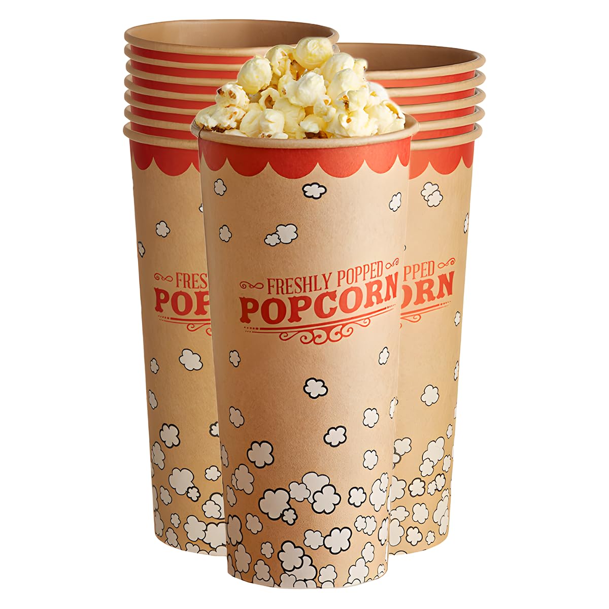 1000 Pack, Kraft 24 oz. Popcorn Cups, Commercial Popcorn Buckets, Popcorn Containers, Disposable Popcorn Buckets, Popcorn Tubs, Ideal for Movie Night, Parties, Cinema, Carnival