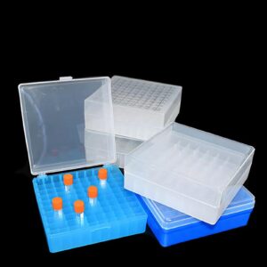 Cryogenic Boxes - Cryogenic Storage Box with Snap Clasp Lid,Transparent/100 Place,Fits 1.5/2.0 mL Tubes and Vials (Pack of 6)