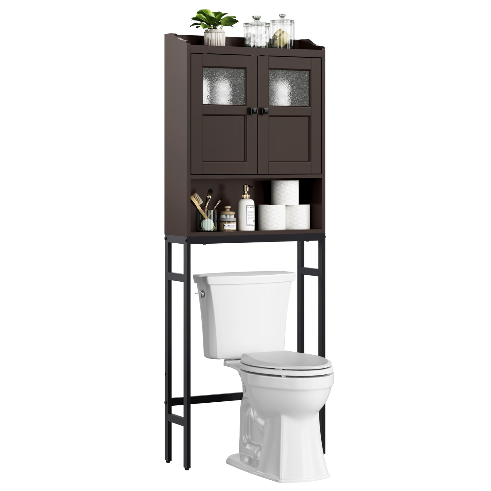 MXARLTR Over The Toilet Cabinet for Bathroom Storage, Over Toilet Storage Cabinet, Above Toilet Storage with 2 Doors and Adjustable Shelf Space Saver Cabinet Over Toilet Bathroom Organizer (Espresso)