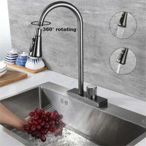 Waterfall gray9 Sink Kitchen Faucet Hot Cold Mixer Wash Basin Multiple Water Outlets Rotation Flying Rain Tap Single Hole