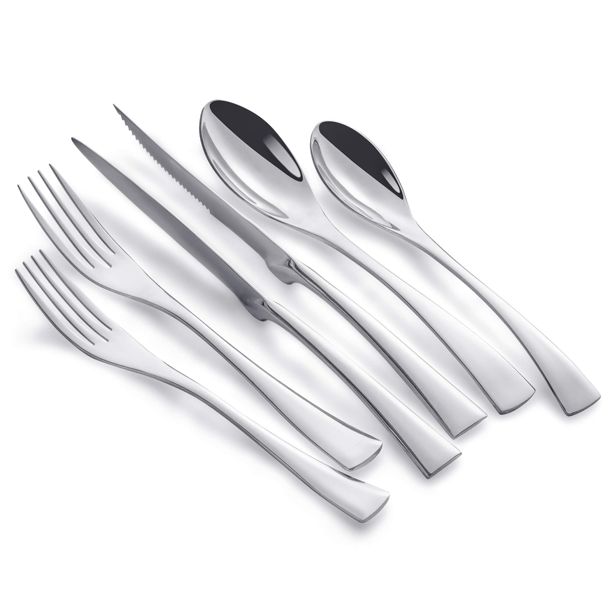 Joincook 24 Pieces Silverware Set with Steak Knives Service for 4,Modern 18/10 Stainless Steel Flatware Cutlery Set,Utensil Set for Home Restaurant Hotel,Mirror Polished,Dishwasher Safe