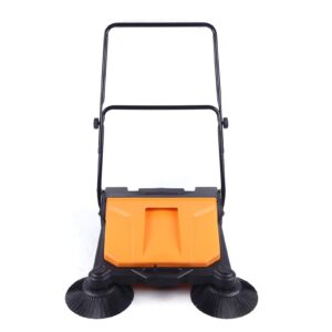 hand push floor sweeper, 26 inch 15l walk-behind outdoor and indoor push carpet sweeper industrial manual push sweeper foldable push cleaner for street garden warehouse sweeping cleaning