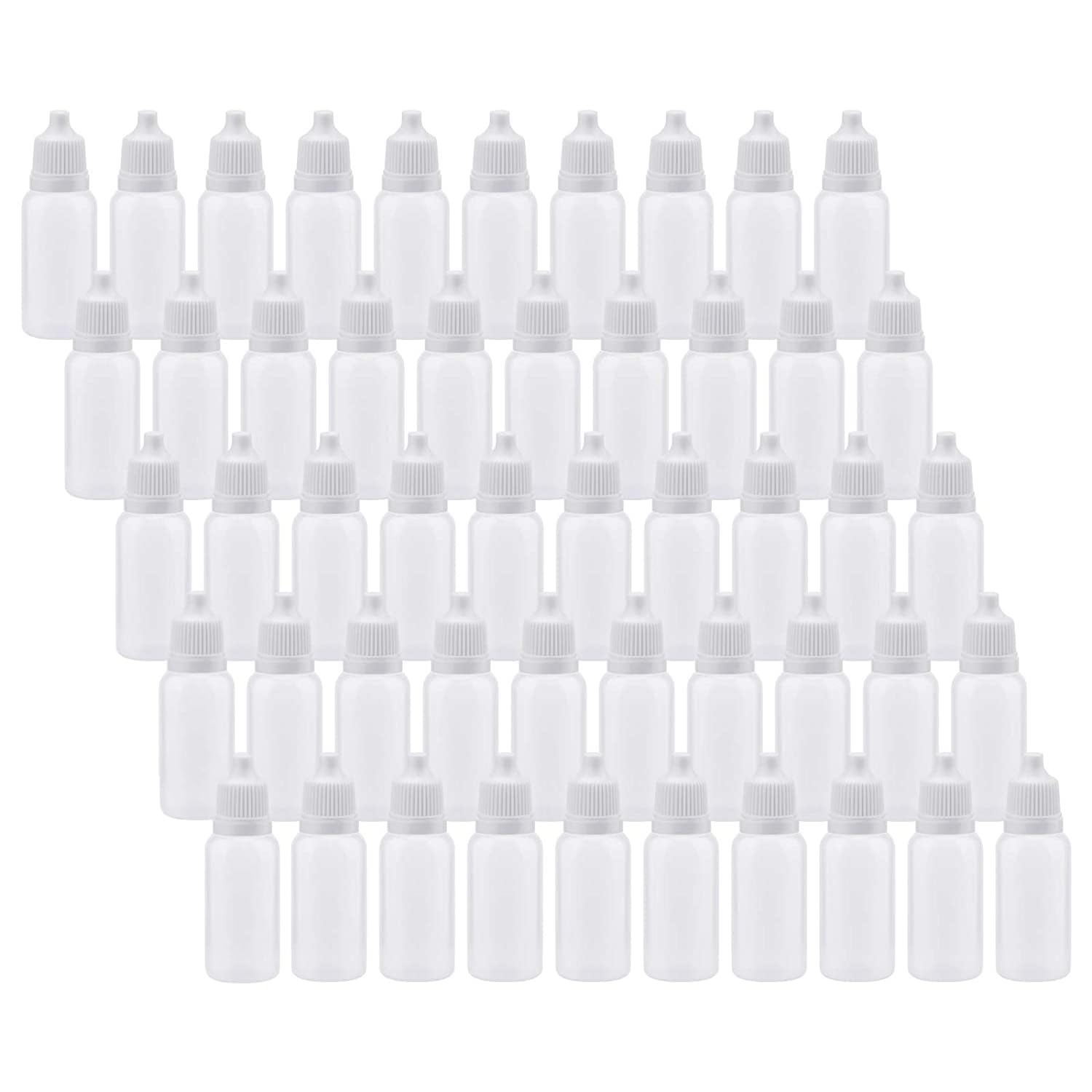 BeiHCain 100/50PCS Plastic Eye Dropper Bottle Dropper Bottle, 15ML Empty Plastic Squeezable Eye Dropper bottle LDPE with Childproof Cap (50pcs Dropper Bottle)