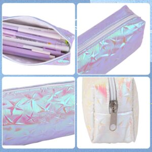 iSuperb 3 Pack Laser Pencil Case Colorful Pencil Pouch Pen Bag Zipper Cosmetic Makeup Pouch (3pcs)