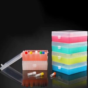 Cryogenic Boxes - Cryogenic Storage Box with Snap Clasp Lid,Transparent/100 Place,Fits 1.5/2.0 mL Tubes and Vials (Pack of 6)