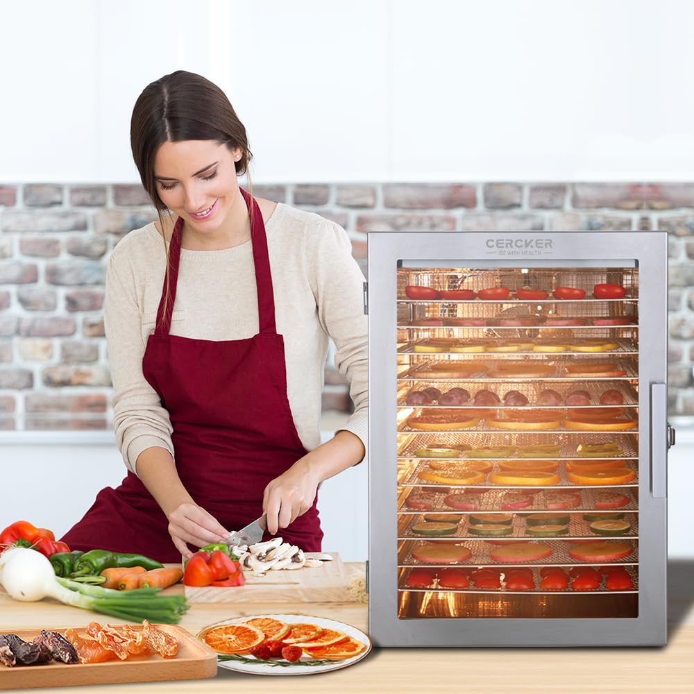 Food-Dehydrator Machine 12 Stainless Steel Trays, 800W Dehydrator for Herbs, 10.9ft² Meat Dehydrator for Jerky,190ºF Temperature Control,24H Timer,Powerful Drying Capacity for Fruits,Yogurt