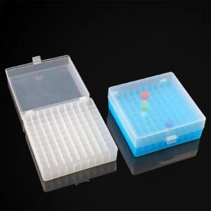 Cryogenic Boxes - Cryogenic Storage Box with Snap Clasp Lid,Transparent/100 Place,Fits 1.5/2.0 mL Tubes and Vials (Pack of 6)