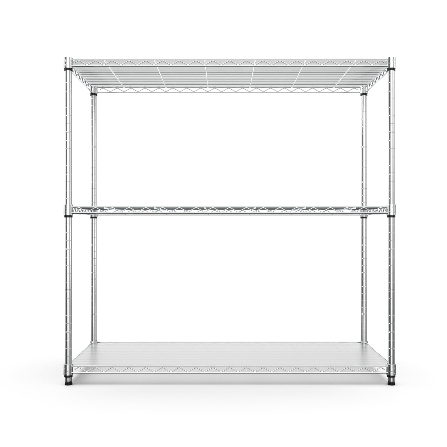 pouseayar 3-Tier Wire Shelving Unit, NSF Metal Shelf with 1050 LBS and Adjustable Storage Shelves, Heavy Duty Steel Organizer Wire Rack for Garage/kitchen/Office 48" H x 48" L x 18" D - Chrome