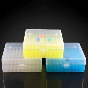 Cryogenic Boxes - Cryogenic Storage Box with Snap Clasp Lid,Transparent/100 Place,Fits 1.5/2.0 mL Tubes and Vials (Pack of 6)