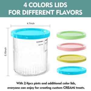 AFDLLDQM 24 oz. Extra Pint | Containers Replacement for Ninja Creami Deluxe 11-in-1 XL Pints and Lids - 4 Pack, Compatible with Ninja Creami NC500, NC501 Series Ice Cream Maker - Dishwasher Safe