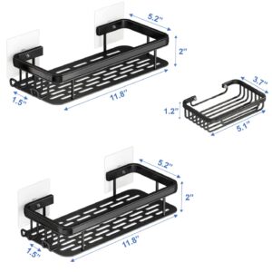 Washroom Rack 2-Pack Rustproof Shower Caddy Set with Soap Holder - Wall-Mounted No drill Large Capacity Durable Matte Black Shower Organization Basket with Hooks and meets Modern Convenience.