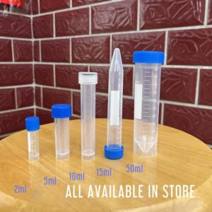 50 ml Leakproof Graduated Cryovials with Plastic Screw Top Vials, Centrifuge Tubes Laboratory Test Tubes (50 ml Self Standing of 20 Pieces)