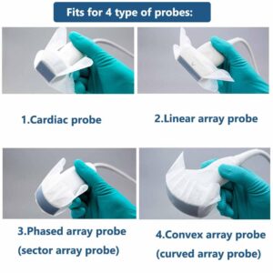 Adhesive Ultrasound Probe Cover, Adhesive Latex-Free Clear, Disposable, 5"Lx 3"W (50 Pcs)