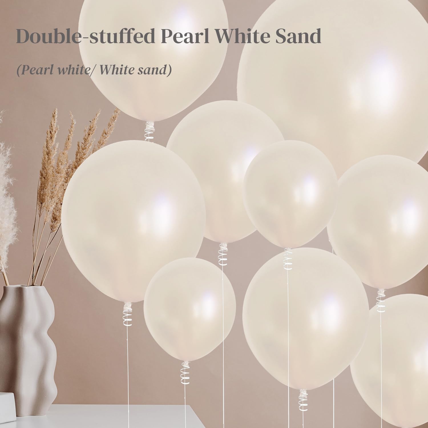 Pearl White Balloon Garland Double Stuffed Pearl White Beige Balloons 18/12/10/5 Inch Different Sizes for Baby Shower Birthday Wedding Bridal Shower Decorations Party Supplies