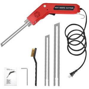 foam cutter 6 in 1 hot knife cutting tool 400℃ 200w styrofoam cutter electric hot knife foam cutter with 2 blades for eps, xps, eva, kt board, sponge, nylon (red)