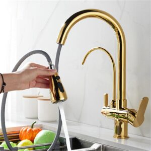 Touch Filter Kitchen Faucets Solid Brass Pull Out Kitchen Mixer Tap Dual Handle Hot Cold Water Taps Sensor Kitchen Faucet