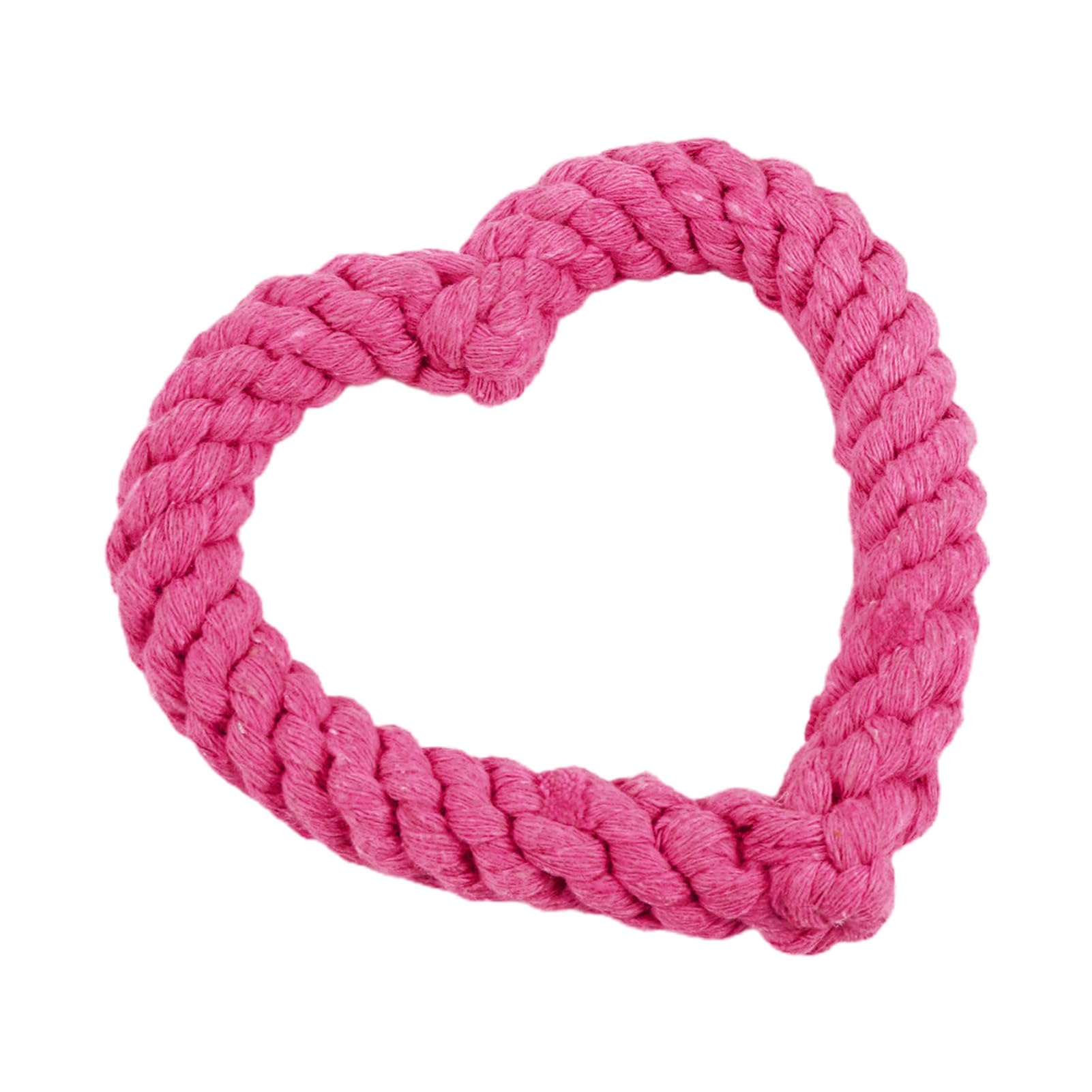 Bluelans Dog Chew Toys, Dog Toys for Chewers, Heavy Duty Dental Dog Rope Toy for Dogs, Creative Love Heart Shaped Interactive Rope Dog Toys, Cotton Puppy Teething Chew Tug Toy Dark Pink