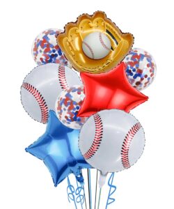 baseball party balloons, baseball foil mylar balloons for baby shower party decor baseball glove jumbo balloons baseball bat balloons for birthday sports theme supplies,confetti red and blue balloon