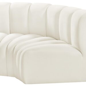 Meridian Furniture 103Cream-S2B Arc Collection Modern | Contemporary Modular Sofa with Soft Cream Velvet, Deep Channel Tufting, Modular Design, 60 W x 33 D x 30 H, Cream