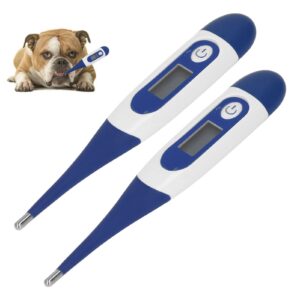 2pcs digital pet thermometer, fast and accurate measurements in 20 seconds, waterproof, suitable for cats, dogs, horses, veterinarian