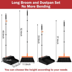 Yungyan Broom and Dustpan Set, 4 Pack, 52" Long Handle Adjustable Broom with Dustpan Combo Set for Home Office Kitchen Garage Floor Cleaning