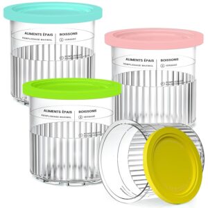 afdlldqm 24 oz. extra pint | containers replacement for ninja creami deluxe 11-in-1 xl pints and lids - 4 pack, compatible with ninja creami nc500, nc501 series ice cream maker - dishwasher safe