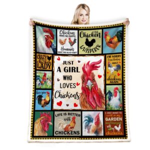 juirnost just a girl who loves chickens blanket,chicken blanket gift for girls,chicken gifts throw blanket,chicken blankets,life is better with chickens blanket funny colorful rooster blankets 60"x50"