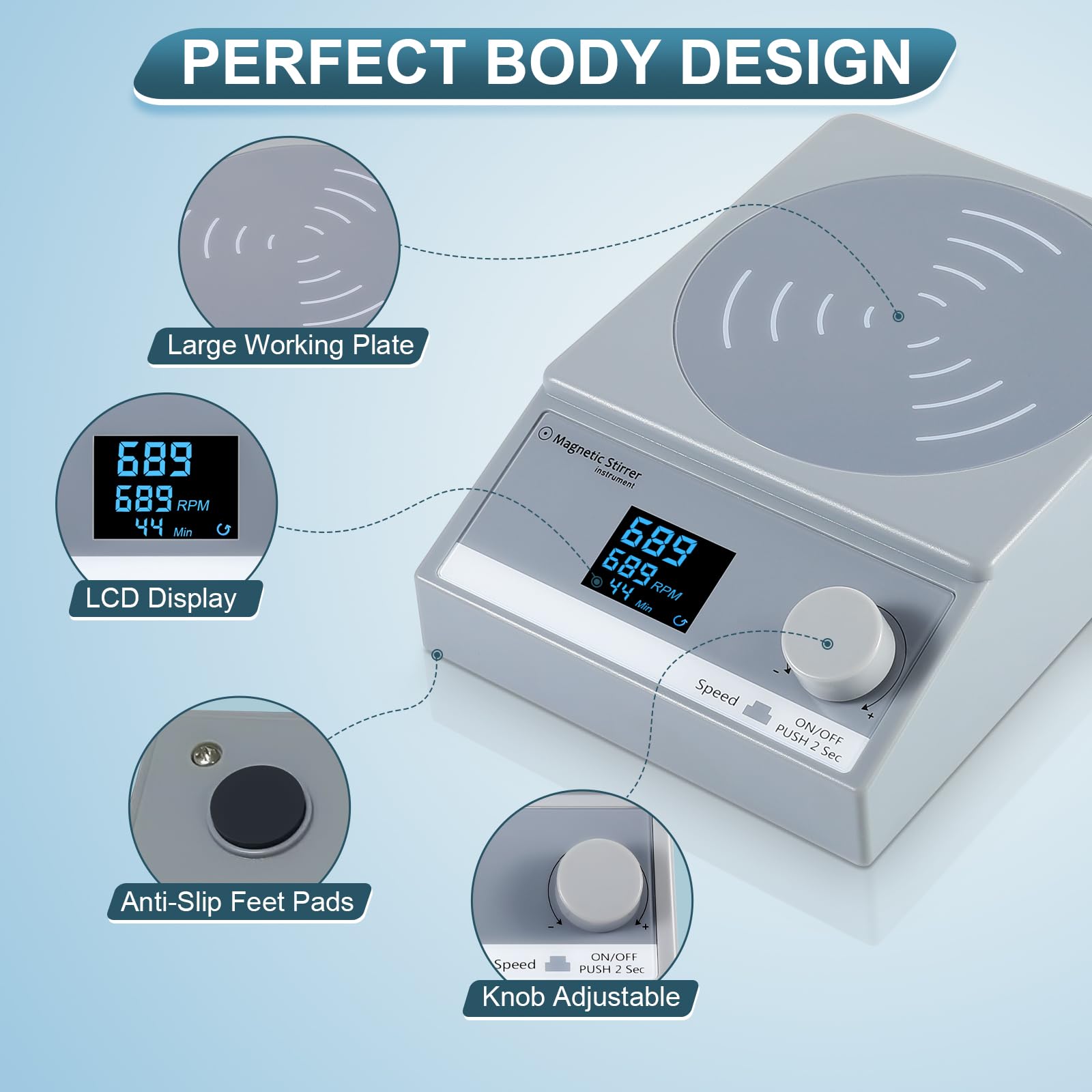 ANZESER Digital Magnetic Stirrer w/Timer, 100fl.oz Magnetic Stir Plate, Magnetic Mixer w/LCD Display, Lab Stirrer w/Stir Bar (NO Heating)