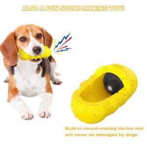 HONGEZEY Dog Toys for Aggressive Chewers, Interactive Squeaky Dog Toys, Indestructible Dog Chew Toy for Training and Cleaning Teeth, Durable Elasticity Dog Toys for Small Medium Large Breed (Yellow)