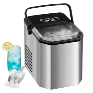 countertop ice maker, 26 lbs in 24 hours, 9 bullet ice cubes ready in 6 mins, portable ice machine with handle, 2 sizes ice cubes, with ice scoop and basket for home/kitchen/bar/rv